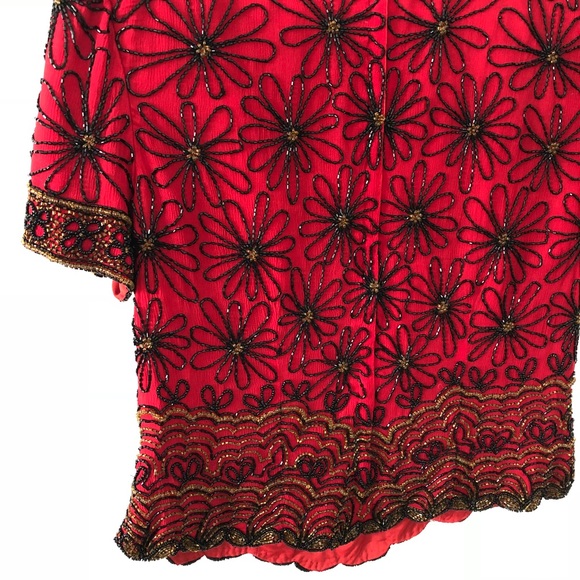 Vintage | Beaded Floral Sequin Sparkly Top - Picture 6 of 12